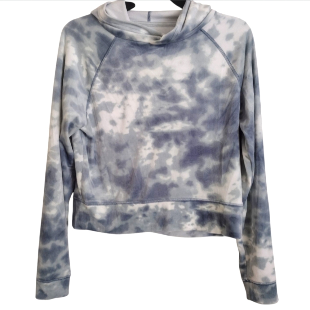SO Tie-Dye Blue White Soft Short Hoodie size small